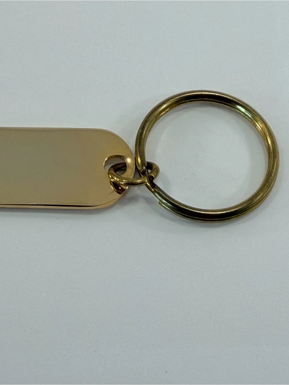VTG 1980s Solid Brass Bar Key Fob Blank Hotel Motel Style Long Oval Tag Keychain